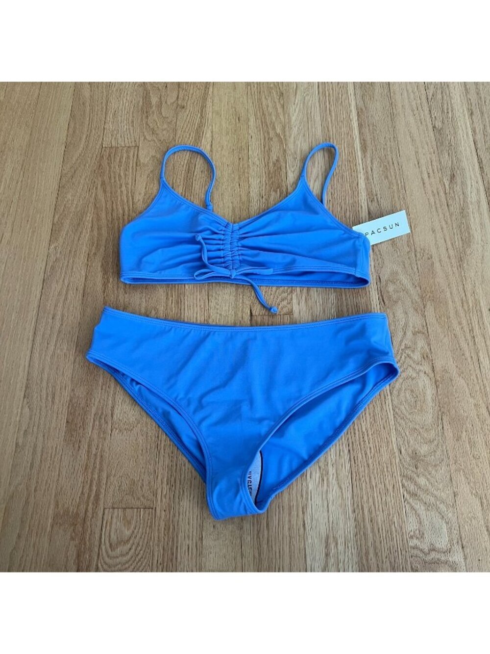NWT PacSun Blue Cinch Front Bralette Top & Bikini Swimsuit Girl's Size XXL/14-16